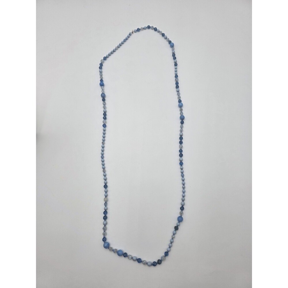 Vintage Blue Various Size Beads Long Necklace 44" - Picture 4 of 6